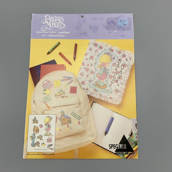 Vtg Precious Moments Sew Free Fabric Applique 517 School Days Spectrix NOS Books - Picture 1 of 12